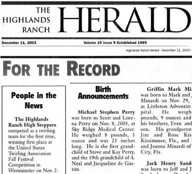 Michael's Birth Announcement, HighlandsRanchHerald.jpg